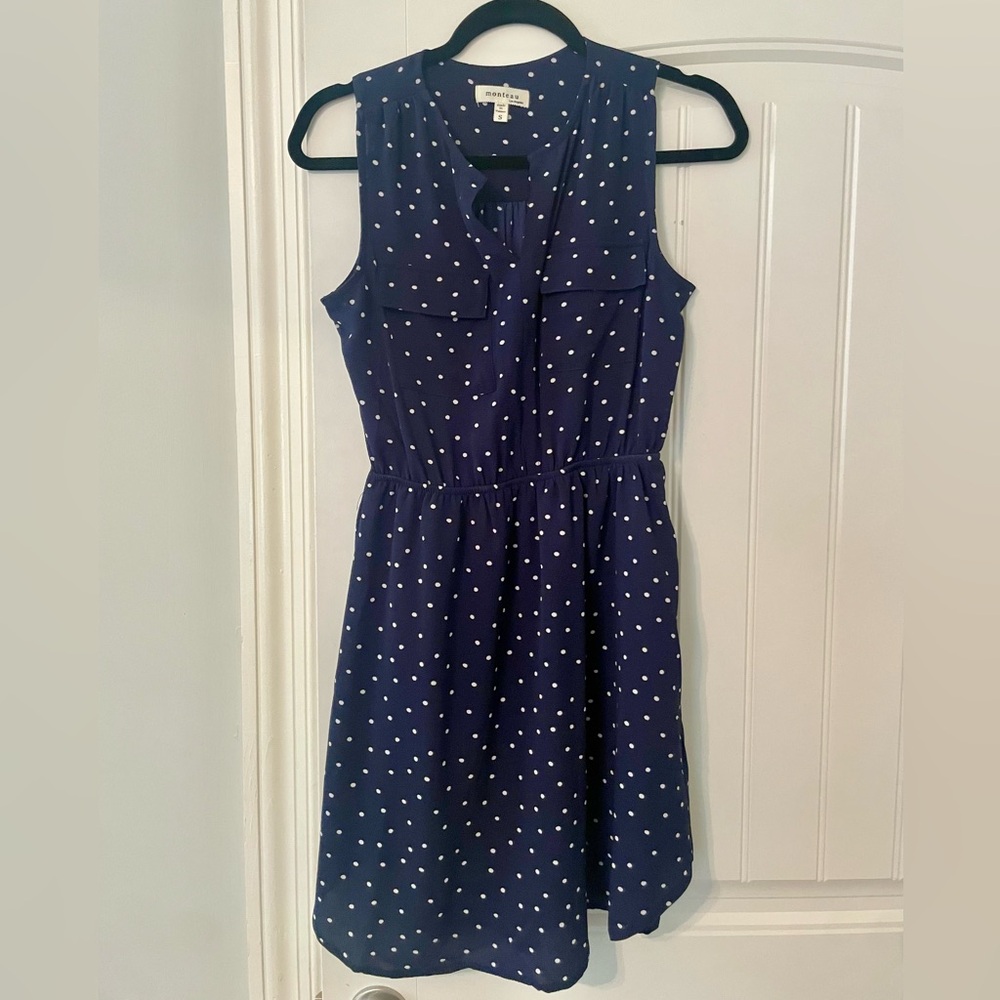 Monteau Navy Polka Dot Mini Dress size S